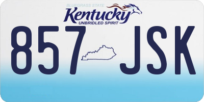 KY license plate 857JSK