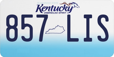 KY license plate 857LIS