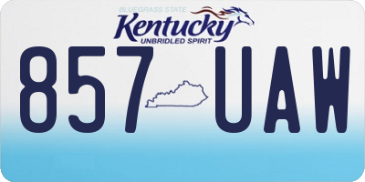 KY license plate 857UAW