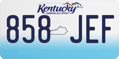 KY license plate 858JEF