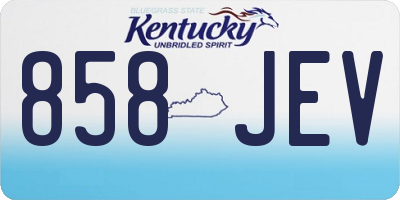 KY license plate 858JEV