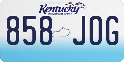 KY license plate 858JOG