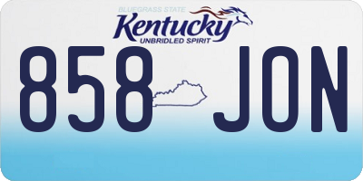 KY license plate 858JON
