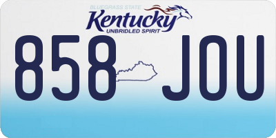 KY license plate 858JOU