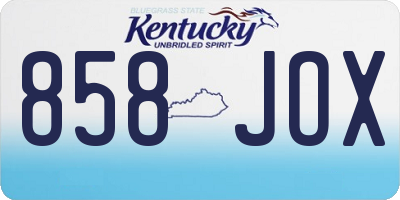 KY license plate 858JOX