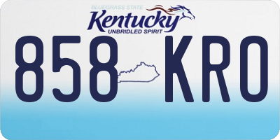 KY license plate 858KRO