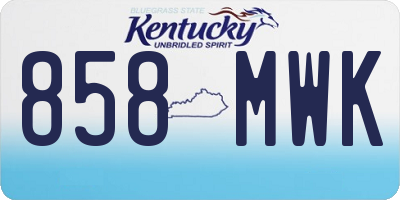 KY license plate 858MWK