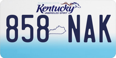 KY license plate 858NAK