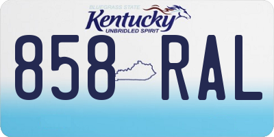 KY license plate 858RAL