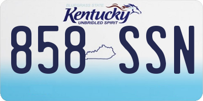 KY license plate 858SSN