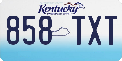 KY license plate 858TXT