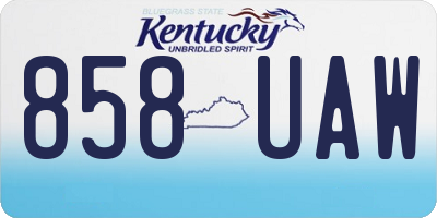 KY license plate 858UAW