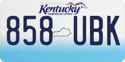 KY license plate 858UBK