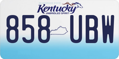 KY license plate 858UBW