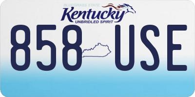 KY license plate 858USE