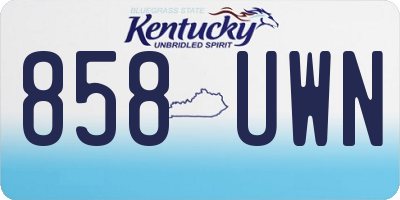 KY license plate 858UWN
