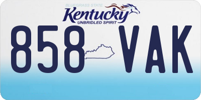 KY license plate 858VAK