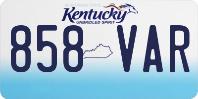 KY license plate 858VAR