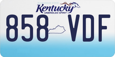 KY license plate 858VDF