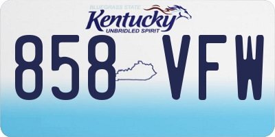 KY license plate 858VFW