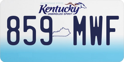 KY license plate 859MWF
