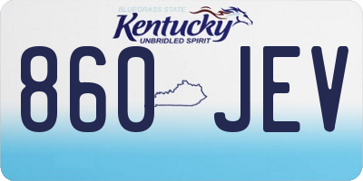 KY license plate 860JEV