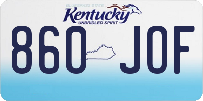 KY license plate 860JOF