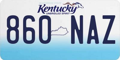 KY license plate 860NAZ