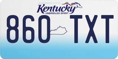 KY license plate 860TXT