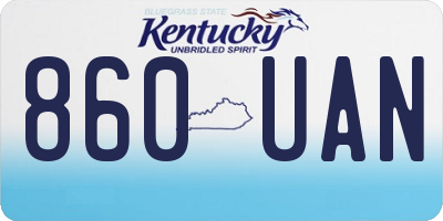 KY license plate 860UAN