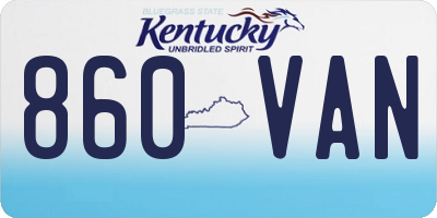KY license plate 860VAN
