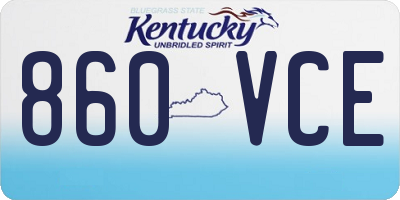 KY license plate 860VCE