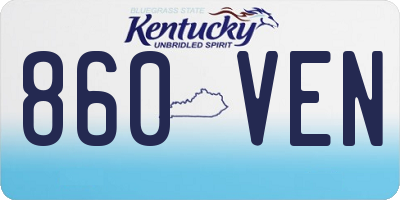 KY license plate 860VEN