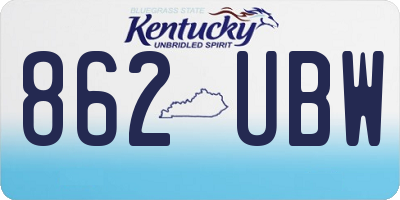 KY license plate 862UBW