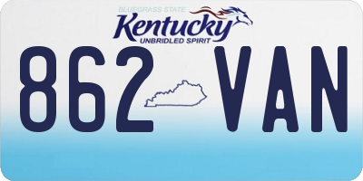 KY license plate 862VAN
