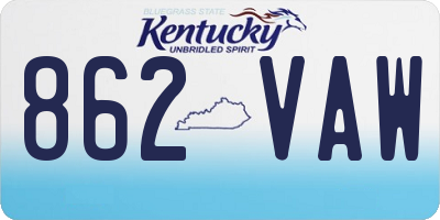 KY license plate 862VAW