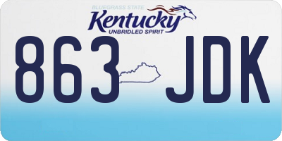 KY license plate 863JDK