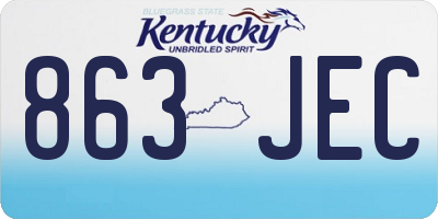KY license plate 863JEC