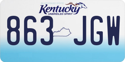 KY license plate 863JGW