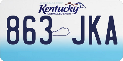 KY license plate 863JKA