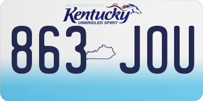 KY license plate 863JOU