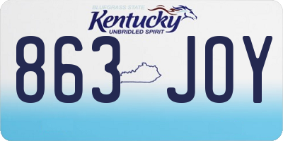 KY license plate 863JOY