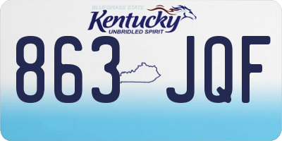 KY license plate 863JQF