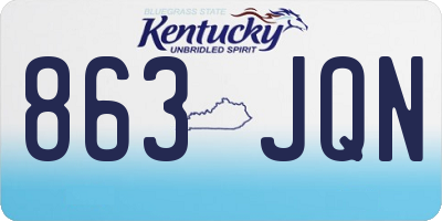 KY license plate 863JQN