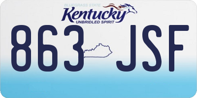 KY license plate 863JSF