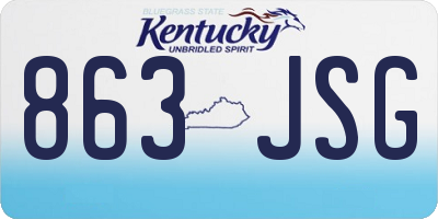 KY license plate 863JSG