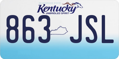 KY license plate 863JSL