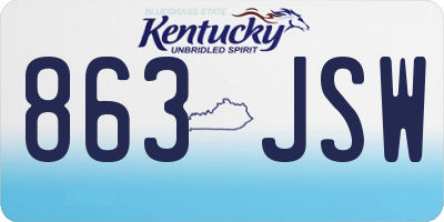 KY license plate 863JSW