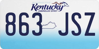 KY license plate 863JSZ