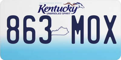 KY license plate 863MOX